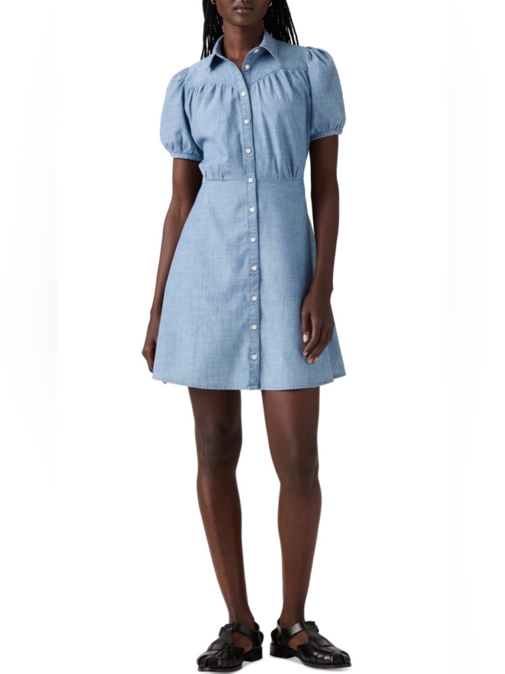 NWT Levi’s Lea Mini dress Light Blue Button-Front Short Sleeve